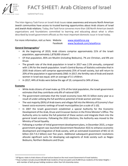 IATF Condensed Fact Sheet of Arab Citizens of Israel