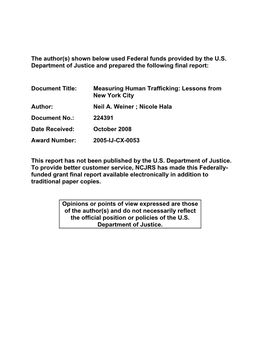 Measuring Human Trafficking: Lessons from New York City Author: Neil A