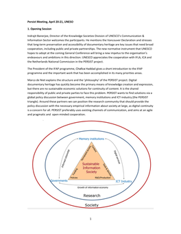 1 Persist Meeting, April 20-21, UNESO 1. Opening Session Indrajit