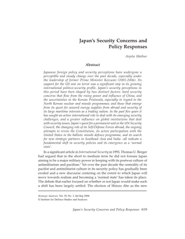 Japan's Security Concerns and Policy Responses