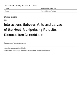 Manipulating Parasite, Dicrocoelium Dendriticum