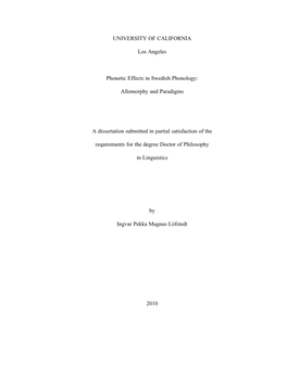 Allomorphy and Paradigms a Dissertation Submitted I