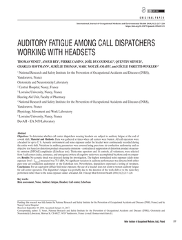 Auditory Fatigue Among Call Dispatchers Working with Headsets