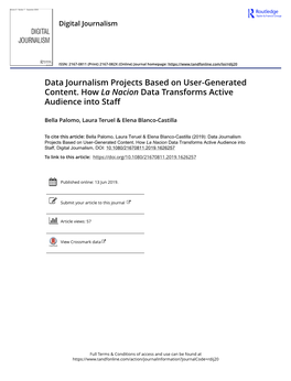 Data Journalism Projects Based on User-Generated Content. How La Nacion Data Transforms Active Audience Into Staff