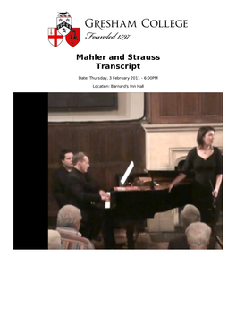 Mahler and Strauss Transcript