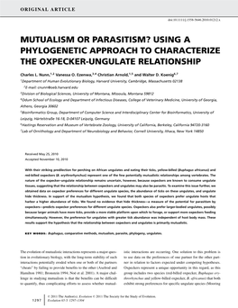 Mutualism Or Parasitism Using a Phylogenetic Approach