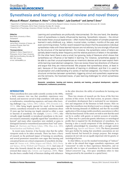 Synesthesia and Learning: a Critical Review and Novel Theory