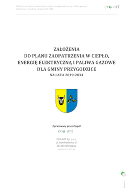 Założenia Do Planu Zaopatrzenia W Ciepło, Energię Elektryczną I Paliwa Gazowe Dla Gminy Przygodzice Na Lata 2019-2034