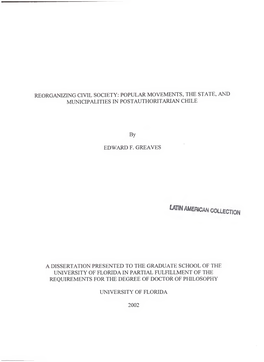 Reorganizing Civil Society: Popular Movements, the State, and Municipalities in Postauthoritarian Chile