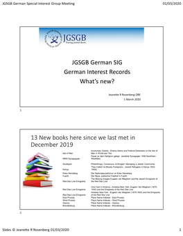 JGSGB German SIG German Interest Records What's