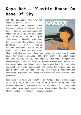 Kayo Dot – Plastic House on Base of Sky