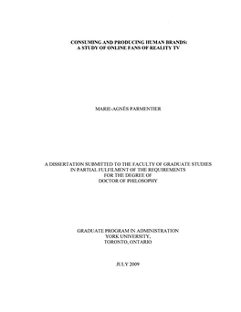 Consuming and Producing Human Brands: a Study of Online Fans of Reality Tv