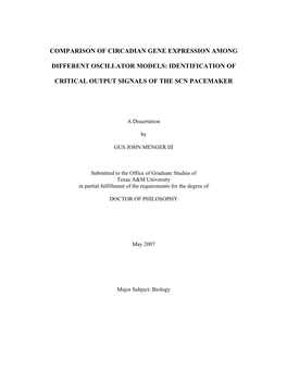 Comparison of Circadian Gene Expression Among