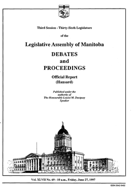 Legislative Assembly of Manitoba DEBATES