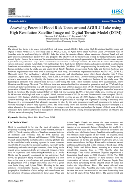 Assessing Potential Flood Risk Zones Around AGULU Lake Using High Resolution Satellite Image and Digital Terrain Model (DTM) Ekweonu, F.K1, Igbokwe, J