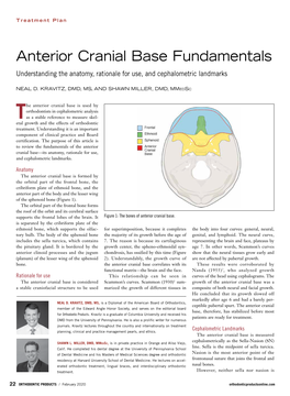 Anterior Cranial Base Fundamentals Understanding the Anatomy, Rationale for Use, and Cephalometric Landmarks