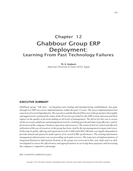 Ghabbour Group ERP Deployment: Learning from Past Technology Failures
