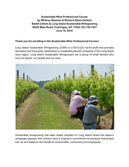 Sustainable Wine Professional Course by Whitney Beaman