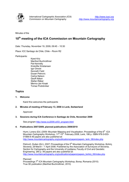 10 Meeting of the ICA Commission on Mountain Cartography