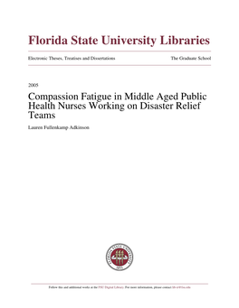 Compassion Fatigue in Public Health Nurses Working on Disaster Relief