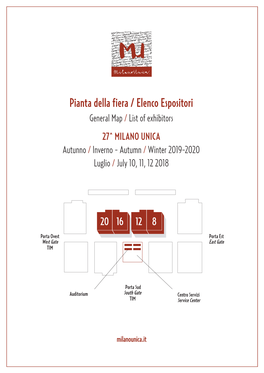 Pianta Della Fiera / Elenco Espositori General Map / List of Exhibitors