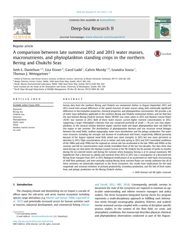 A Comparison Between Late Summer 2012 and 2013 Water Masses, Macronutrients, and Phytoplankton Standing Crops in the Northern Bering and Chukchi Seas