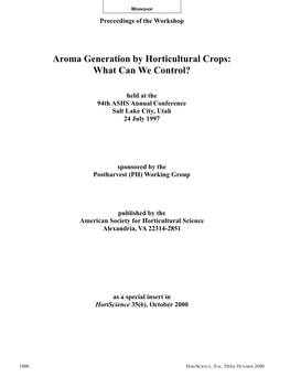 Factors That Influence Biosynthesis of Volatile Flavor Compounds in Apple Fruits J.K