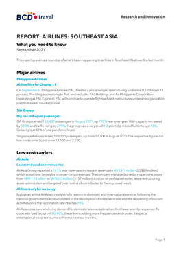 COVID-19 Airline Operations Southeast Asia