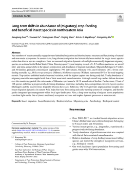 Long-Term Shifts in Abundance of (Migratory) Crop-Feeding and Beneficial Insect Species in Northeastern Asia