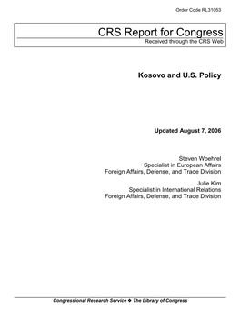 Kosovo and U.S. Policy