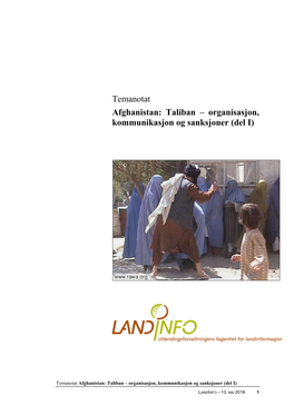 Taliban – Organisasjon, Kommunikasjon Og Sanksjoner (Del I)