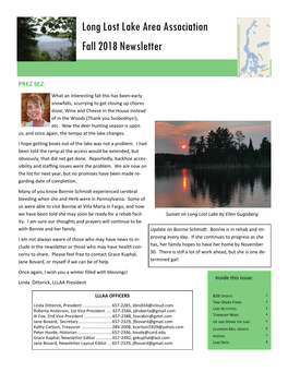 Long Lost Lake Area Association Fall 2018 Newsletter