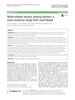 Work-Related Injuries Among Farmers