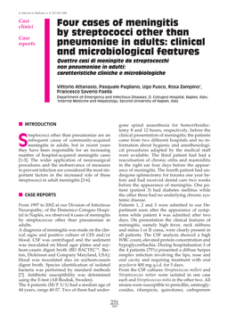 Four Cases of Meningitis by Streptococci Other Than Pneumoniae