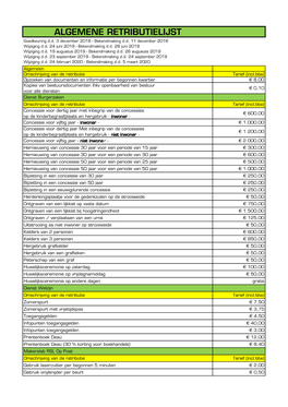 Algemene Retributielijst 2020 02 24