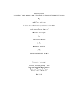 Dynamics of Race, Sexuality, and Virtuosity in the Dance of Desmond Richardson