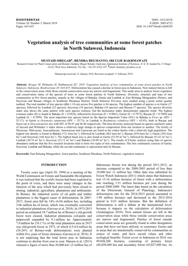 Vegetation Analysis of Tree Communities at Some Forest Patches in North Sulawesi, Indonesia
