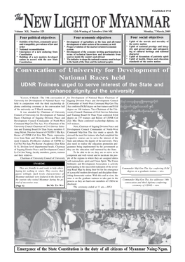Convocation of University for Development of National Races Held UDNR Trainees Urged to Serve Interest of the State and Enhance Dignity of the University