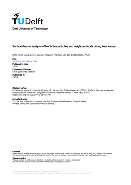 Delft University of Technology Surface Thermal Analysis of North Brabant