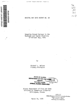 Spawning Ground Surveys in the Nushagak and Togiak Districts of Bristol Bay, 1976