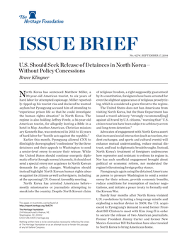 Release of Detainees in North Korea— Without Policy Concessions Bruce Klingner
