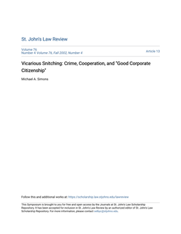 Vicarious Snitching: Crime, Cooperation, and 