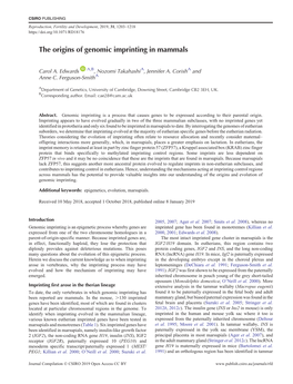 The Origins of Genomic Imprinting in Mammals