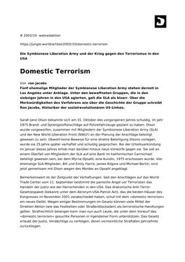 Domestic Terrorism