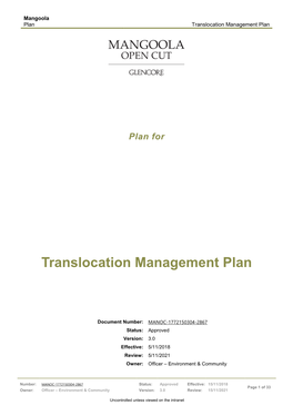 Translocation Management Plan