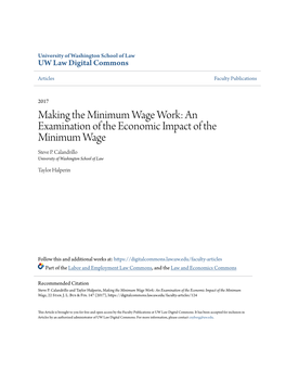 An Examination of the Economic Impact of the Minimum Wage Steve P