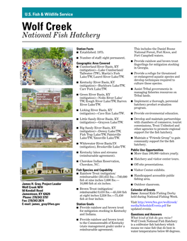 Wolf Creek National Fish Hatchery Fact Sheet