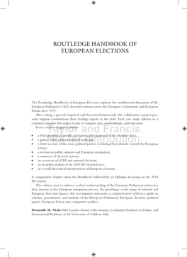 Not for Distribution ROUTLEDGE HANDBOOK of EUROPEAN ELECTIONS