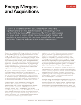 Energy Mergers and Acquisitions