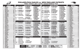 PHILADELPHIA EAGLES Vs. NEW ENGLAND PATRIOTS